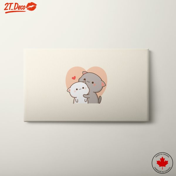 Adorable Cats Embracing in Whimsical Art