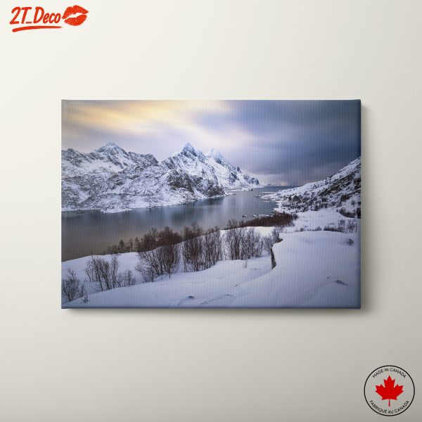 Snowy Mountain Landscape with Lake