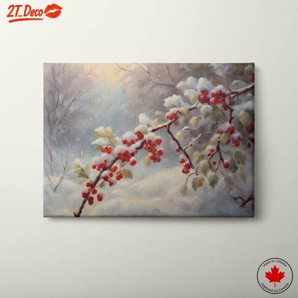 Winter Botanical Art Painting with Snow