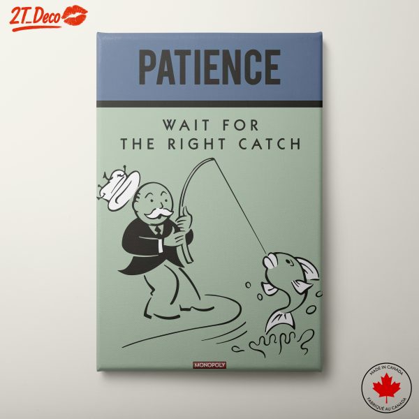 Patience Quote with Fishing Theme Art