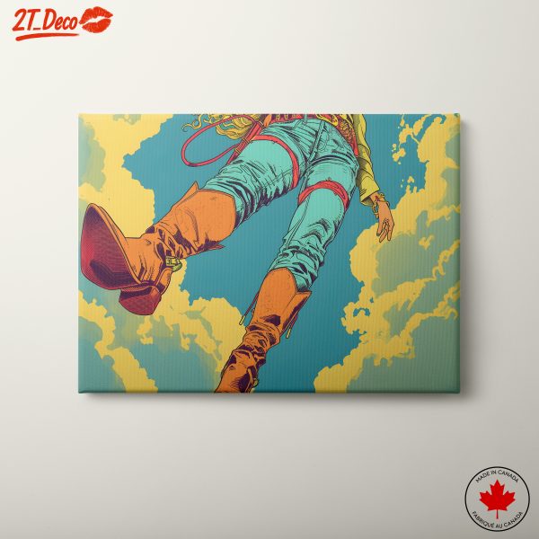 Vibrant Retro Fashion Illustration with Cowboy Boots