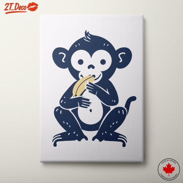 Adorable Monkey Eating Banana Artwork