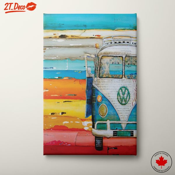 Vintage Volkswagen Van Art with Abstract Background