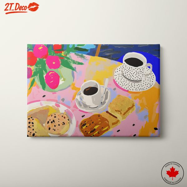 Colorful Abstract Food Scene with Coffee and Pastries