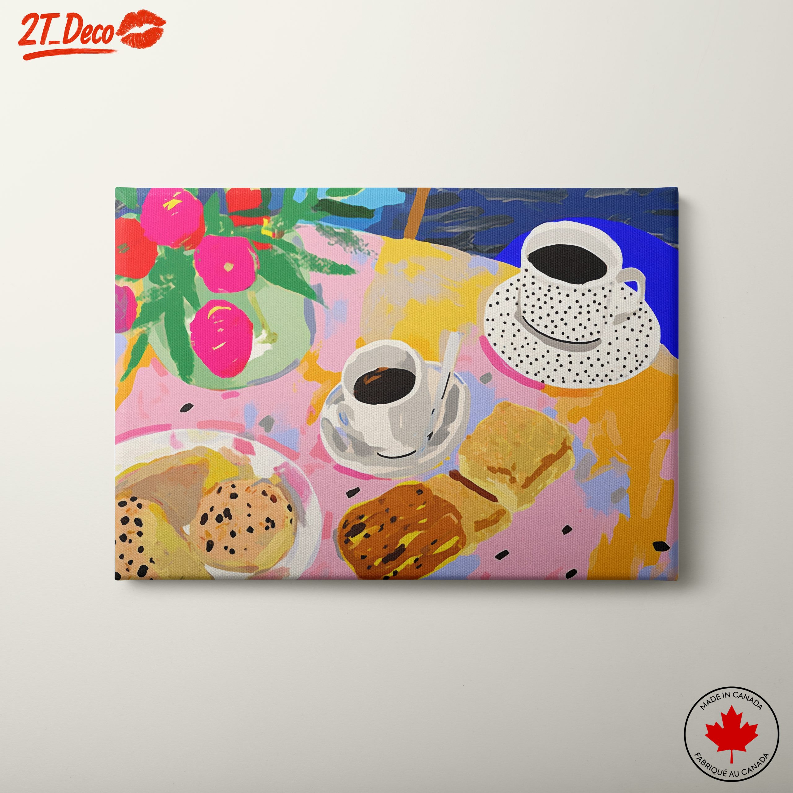 Colorful Abstract Food Scene with Coffee and Pastries