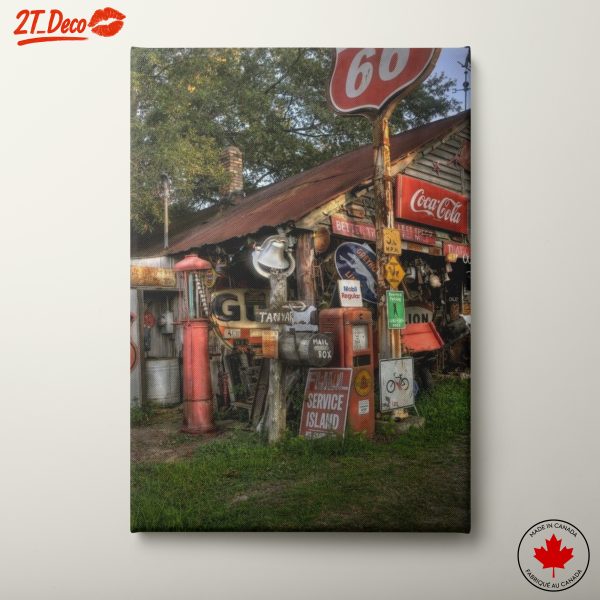 Rustic Vintage Gas Station Scene