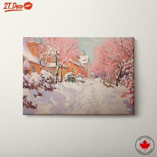 Charming Winter Landscape with Pink Trees