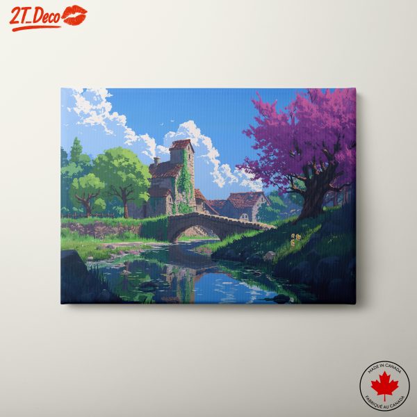 Vibrant Abstract Landscape with Bridge