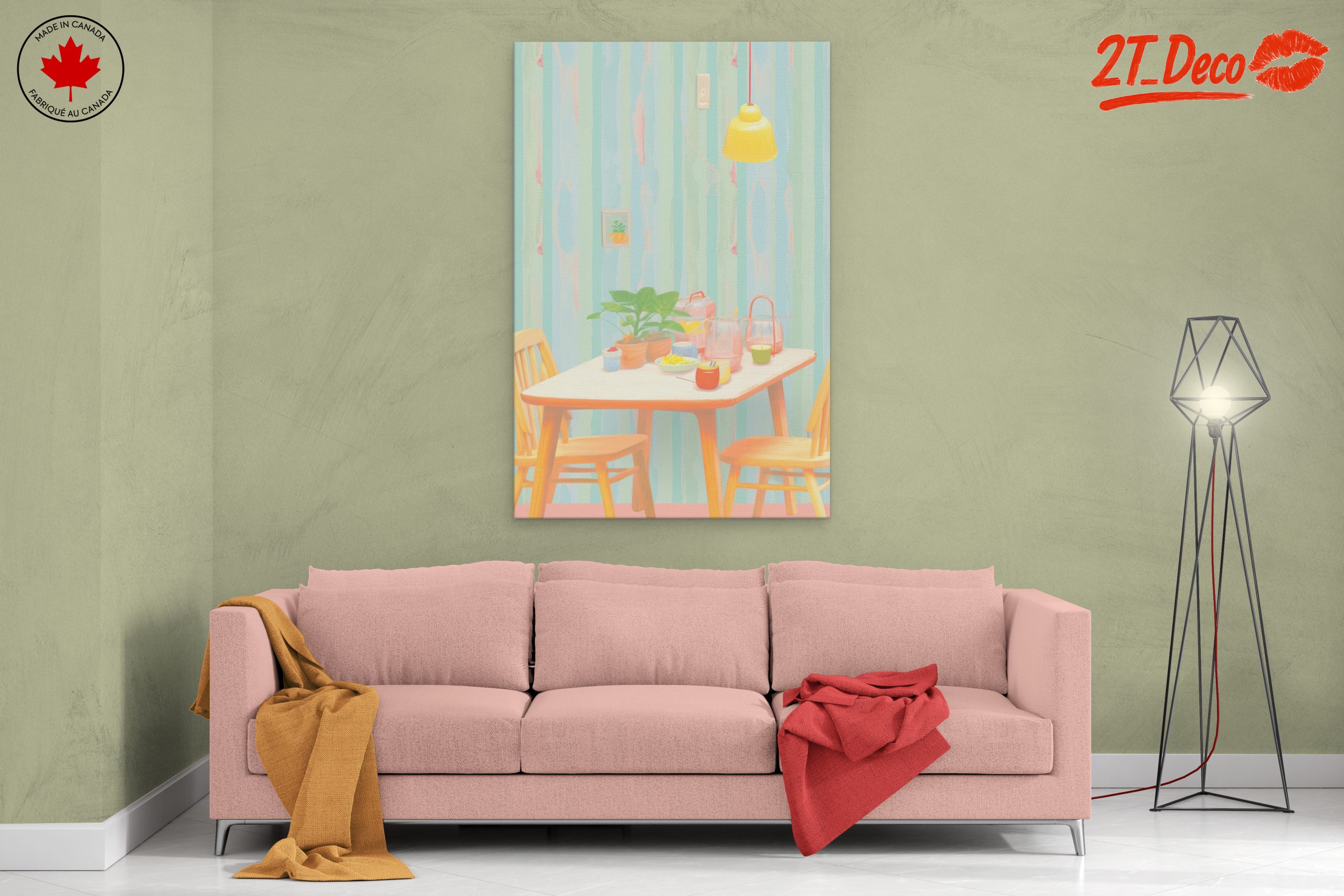 Cozy Dining Table with Colorful Decor - Image 2