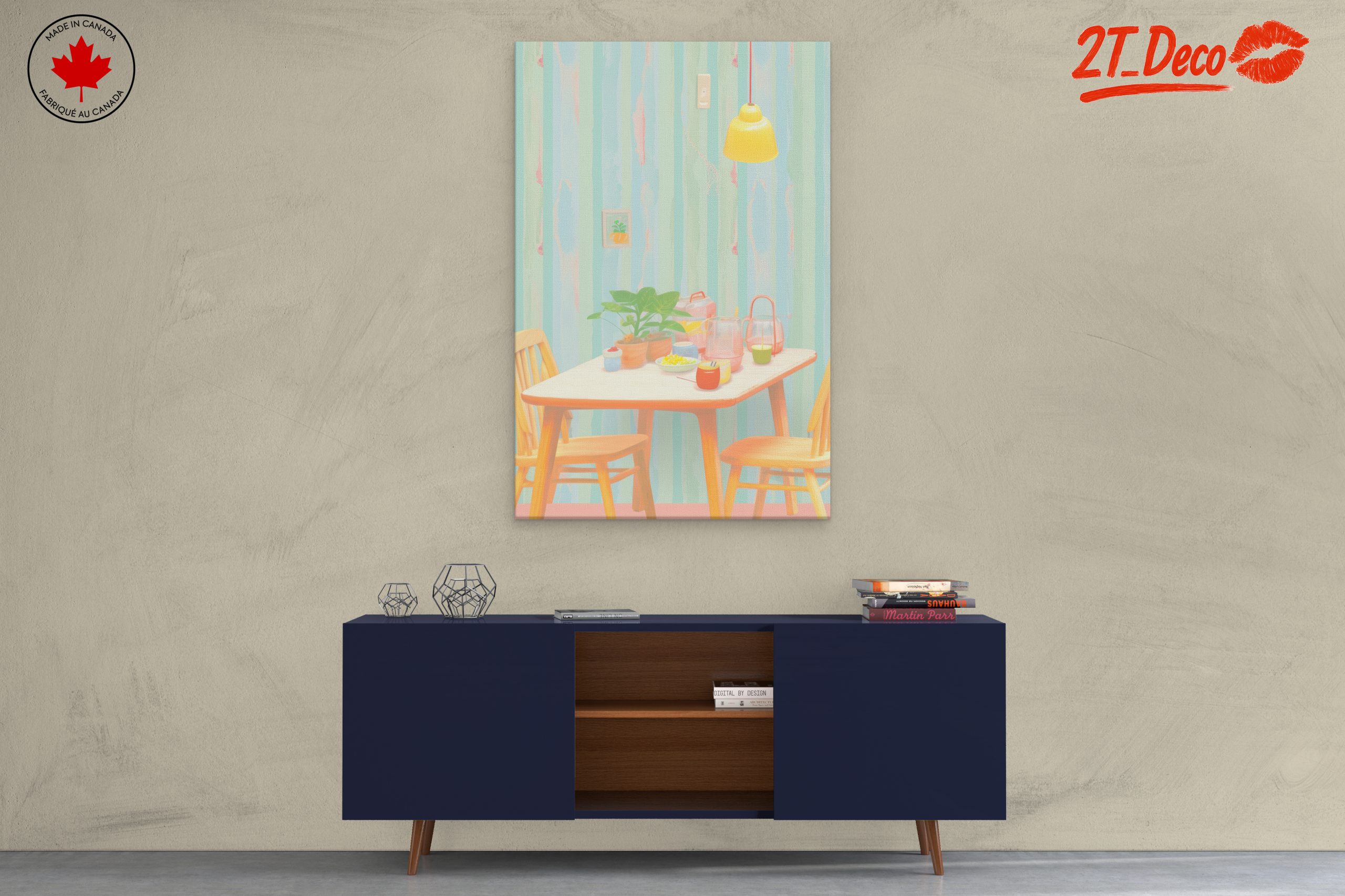 Cozy Dining Table with Colorful Decor - Image 3