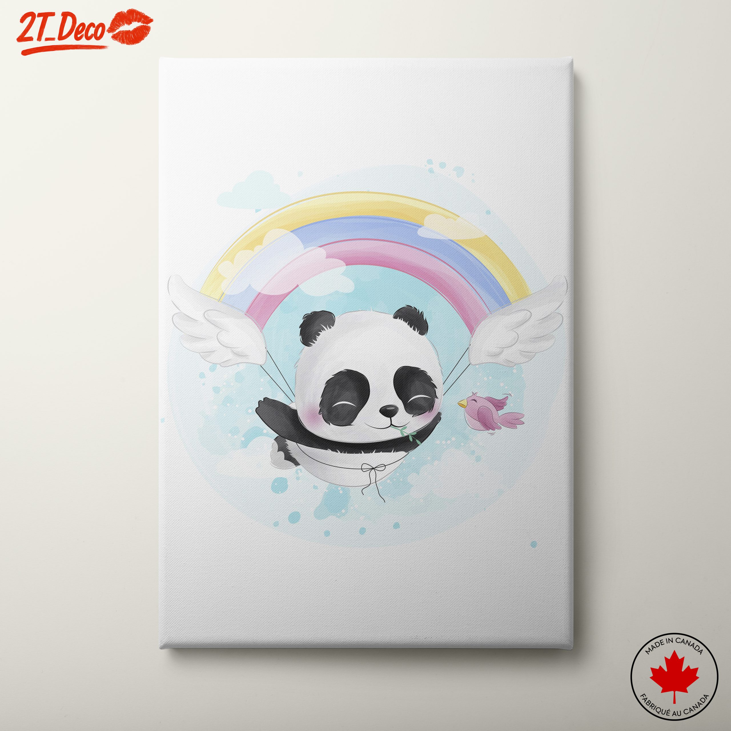 Cute Panda with Rainbow and Wings