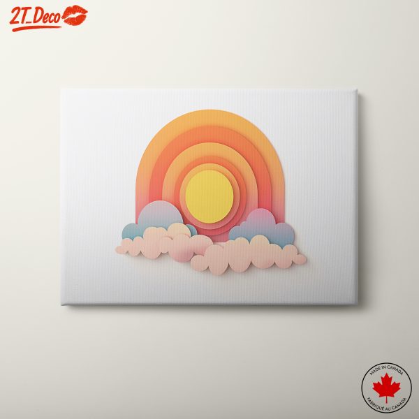 Playful Abstract Landscape with Sun and Clouds