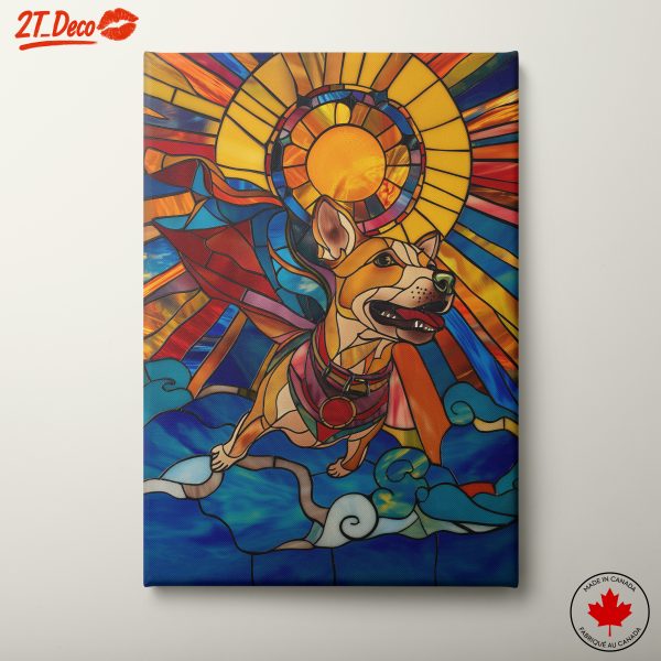 Vibrant Whimsical Dog in Stained Glass