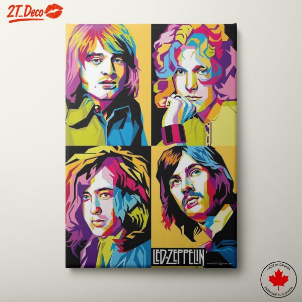 Vibrant Led Zeppelin Art Featuring Band Members