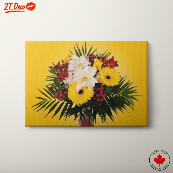 Vibrant Flower Bouquet on Yellow Background