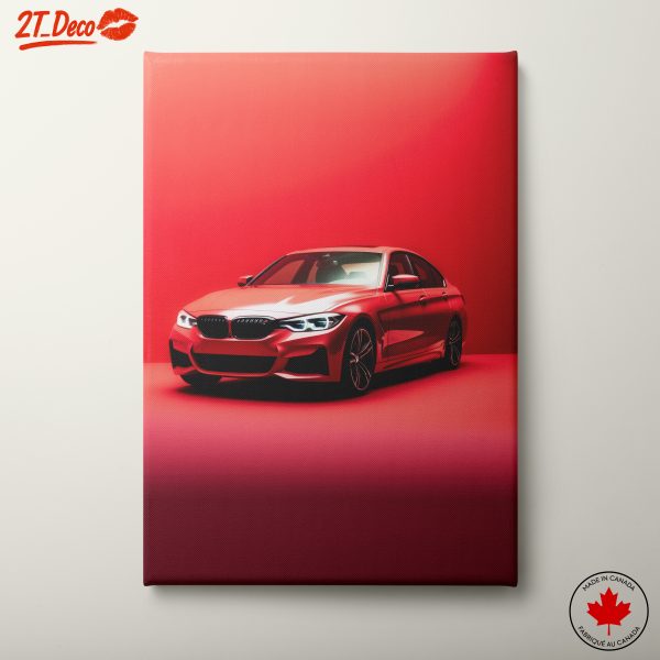 Sleek Red Classic Car in Bold Background