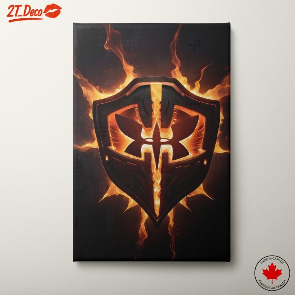 Epic Fantasy Symbol with Fiery Background