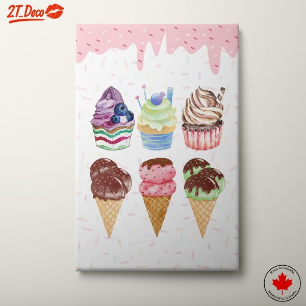 Cute Dessert Illustration Featuring Ice Cream and Cupcakes