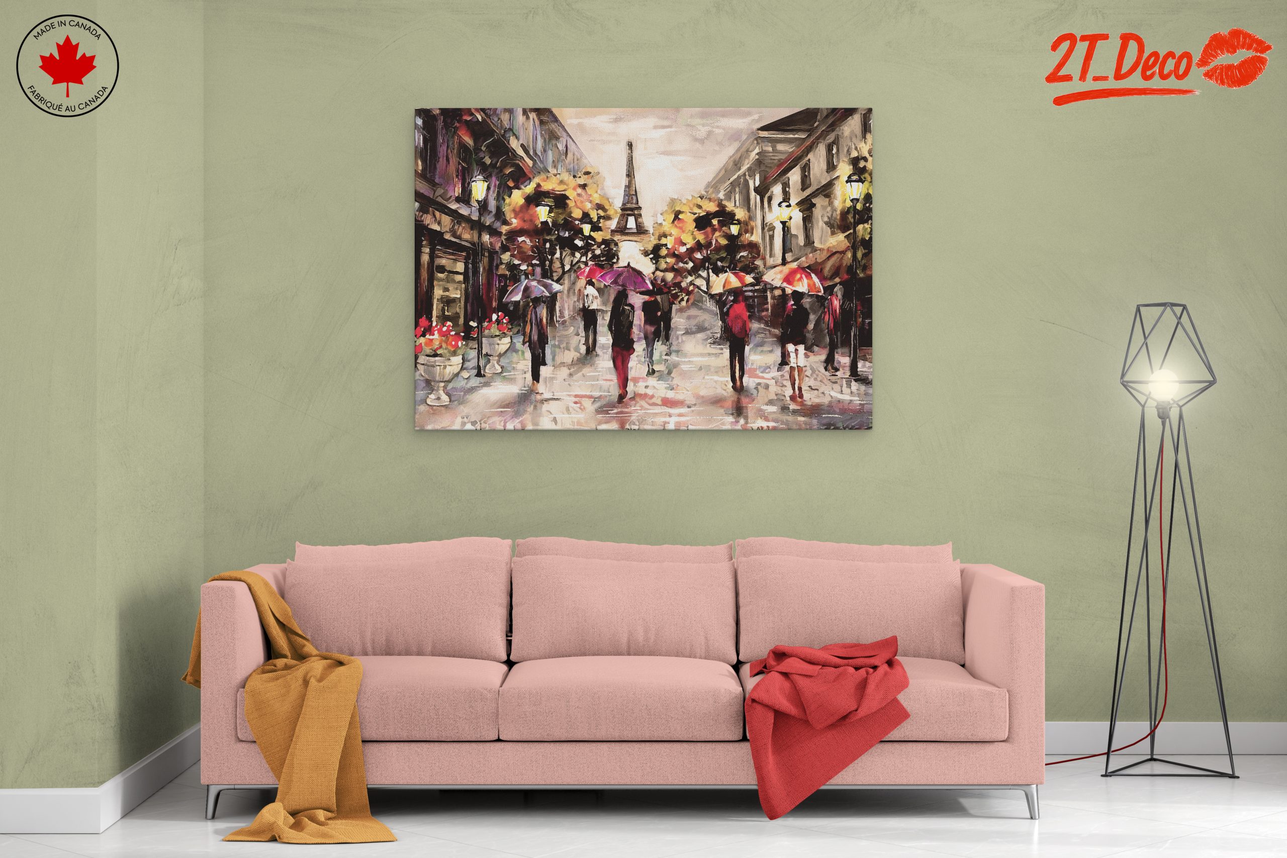 Elegant Parisian Cityscape with Umbrellas - Image 2