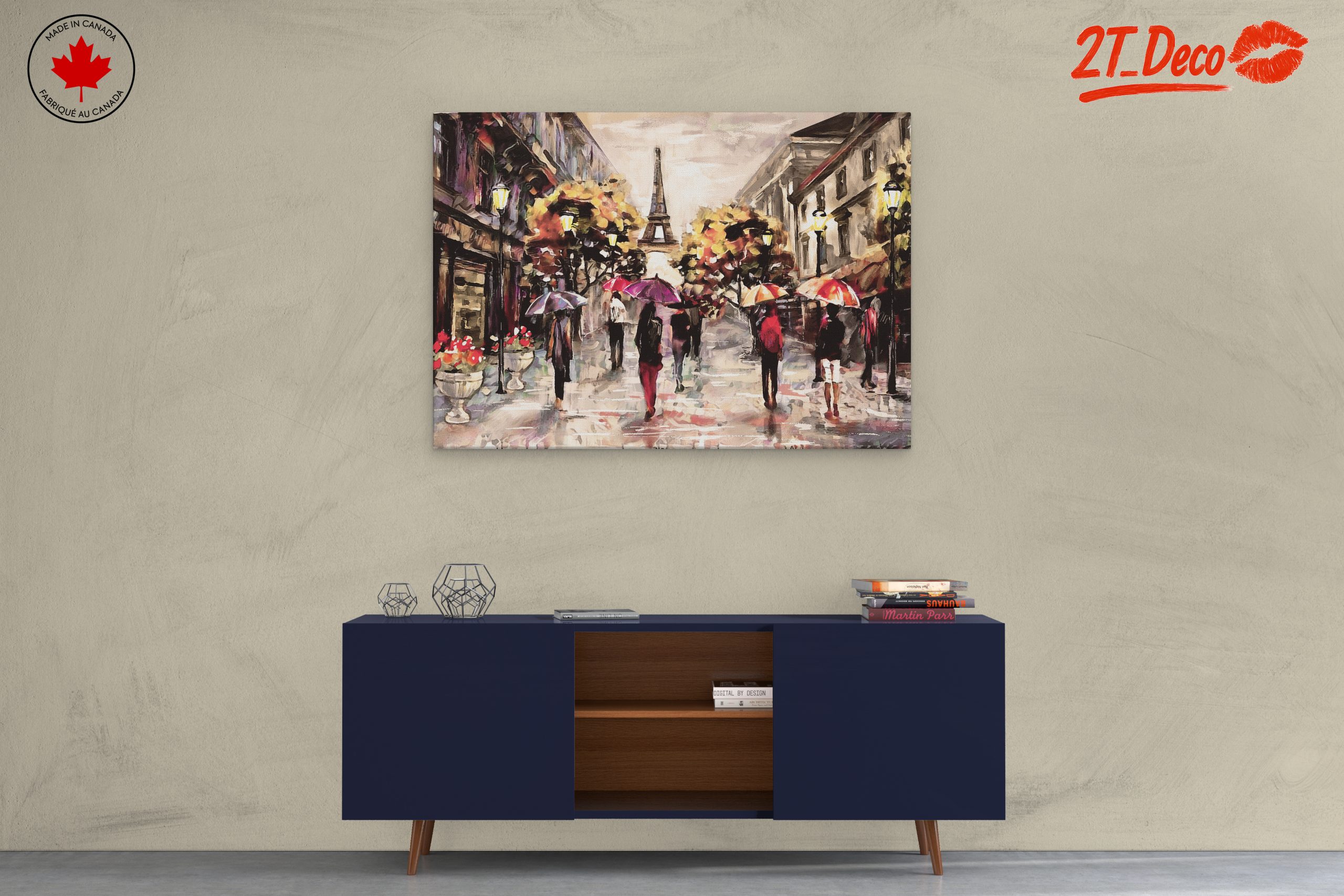 Elegant Parisian Cityscape with Umbrellas - Image 3