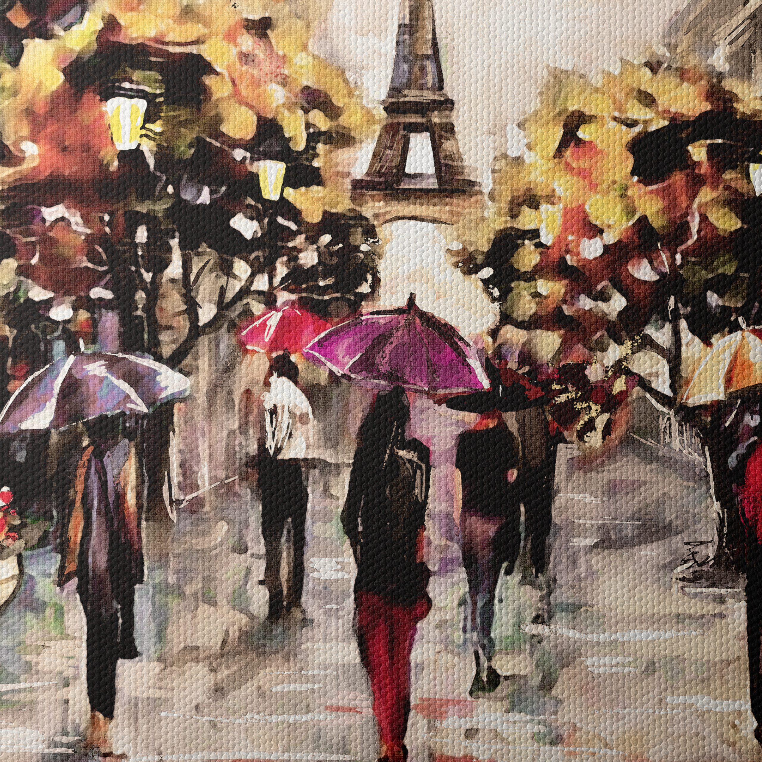 Elegant Parisian Cityscape with Umbrellas - Image 4