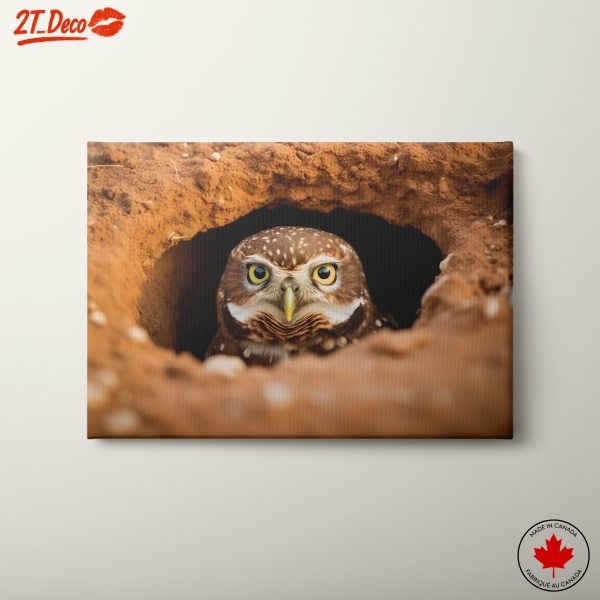 Charming Owl Emerging From Burrow