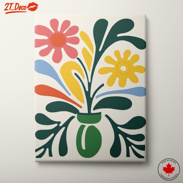 Colorful Botanical Abstract Art with Flowers