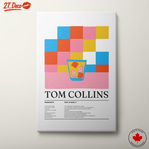 Tom Collins Cocktail Recipe Poster