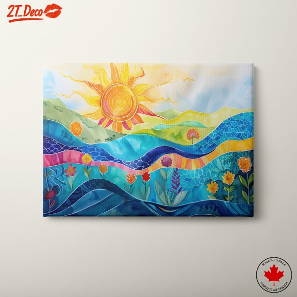 Colorful Abstract Landscape with Sun
