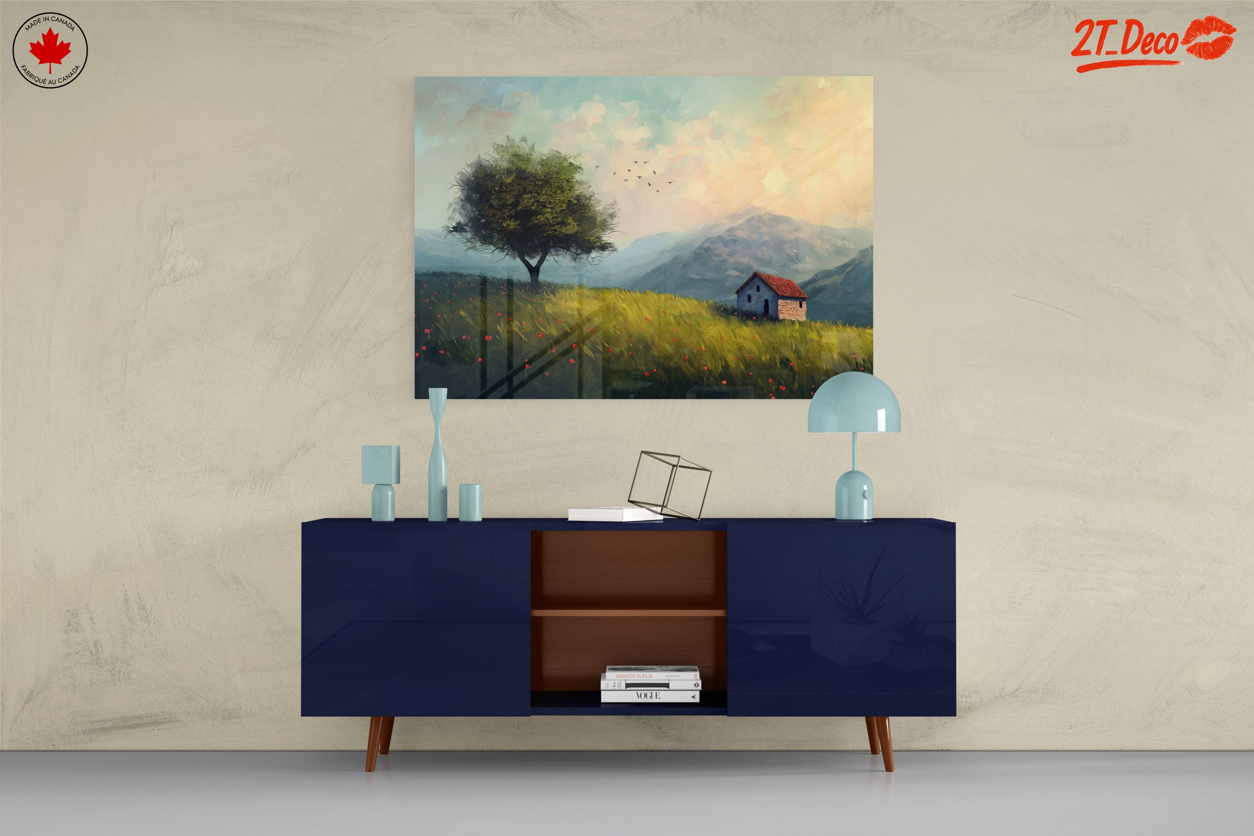 Serene Adventure Landscape with House and Tree - Image 8