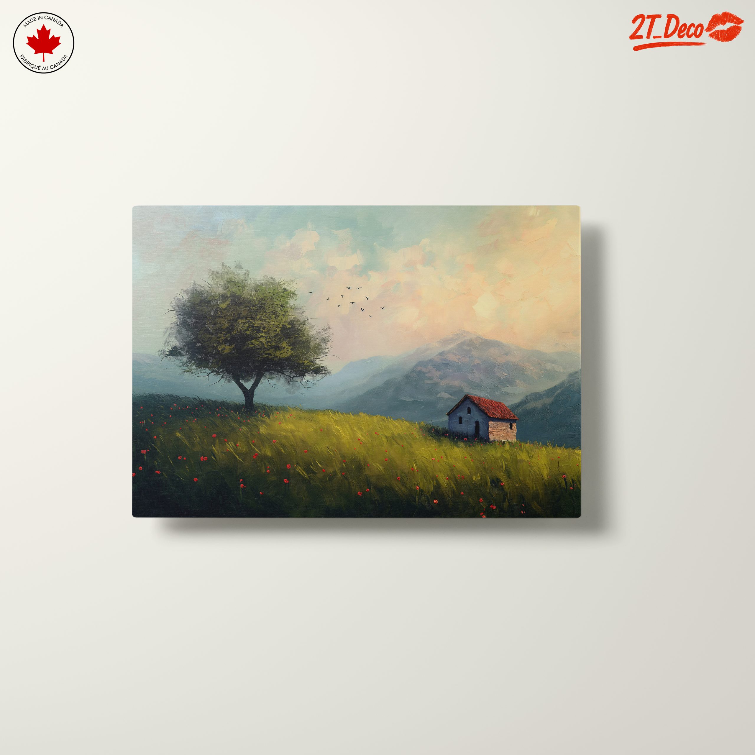 Serene Adventure Landscape with House and Tree - Image 10