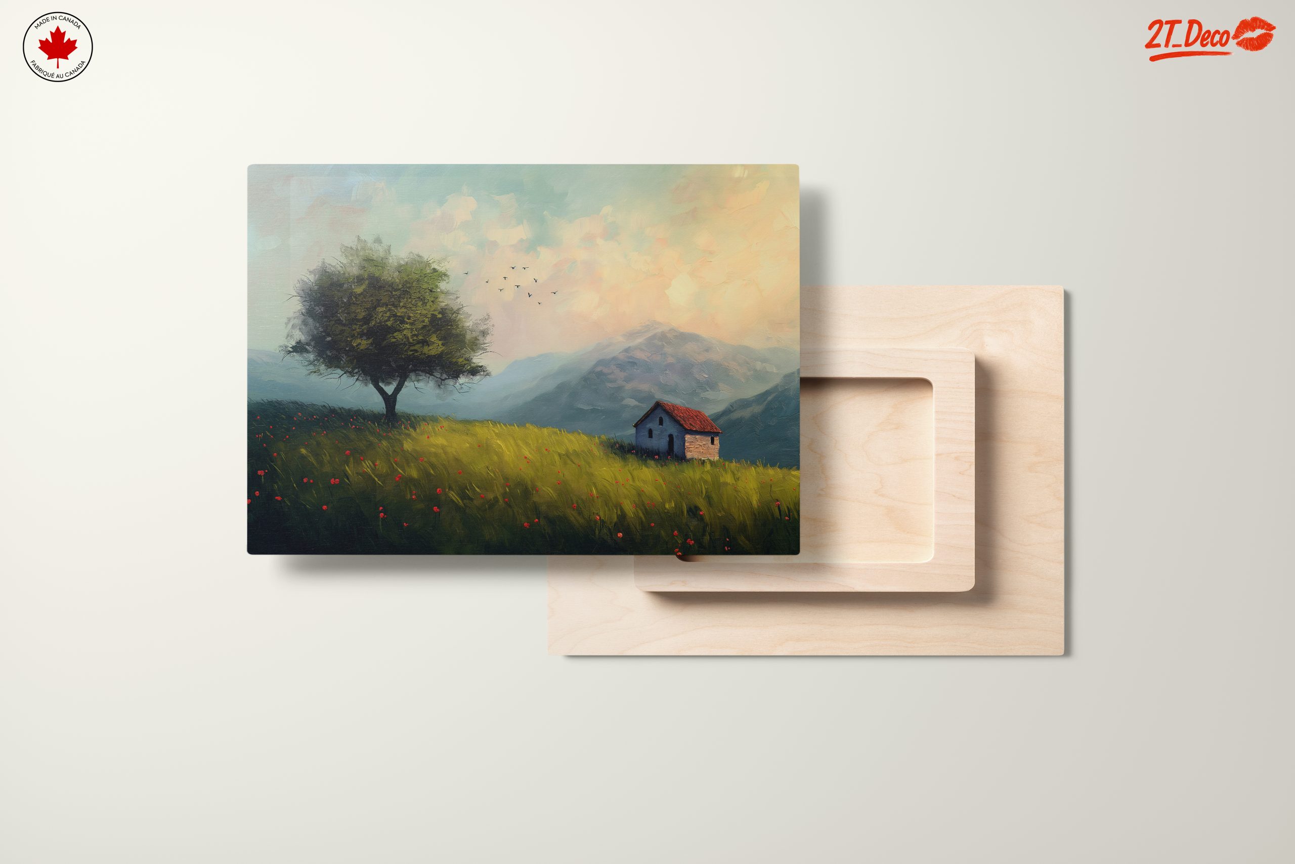 Serene Adventure Landscape with House and Tree - Image 11