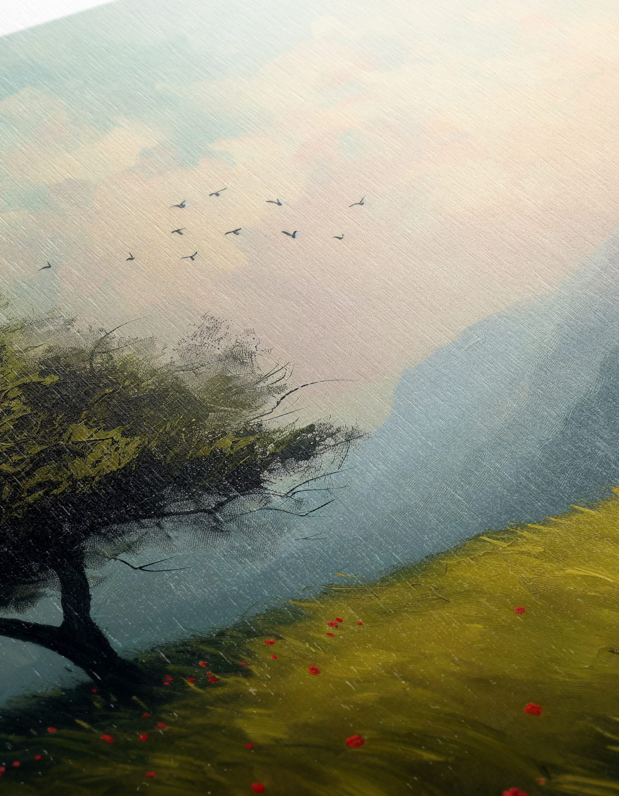 Serene Adventure Landscape with House and Tree - Image 12
