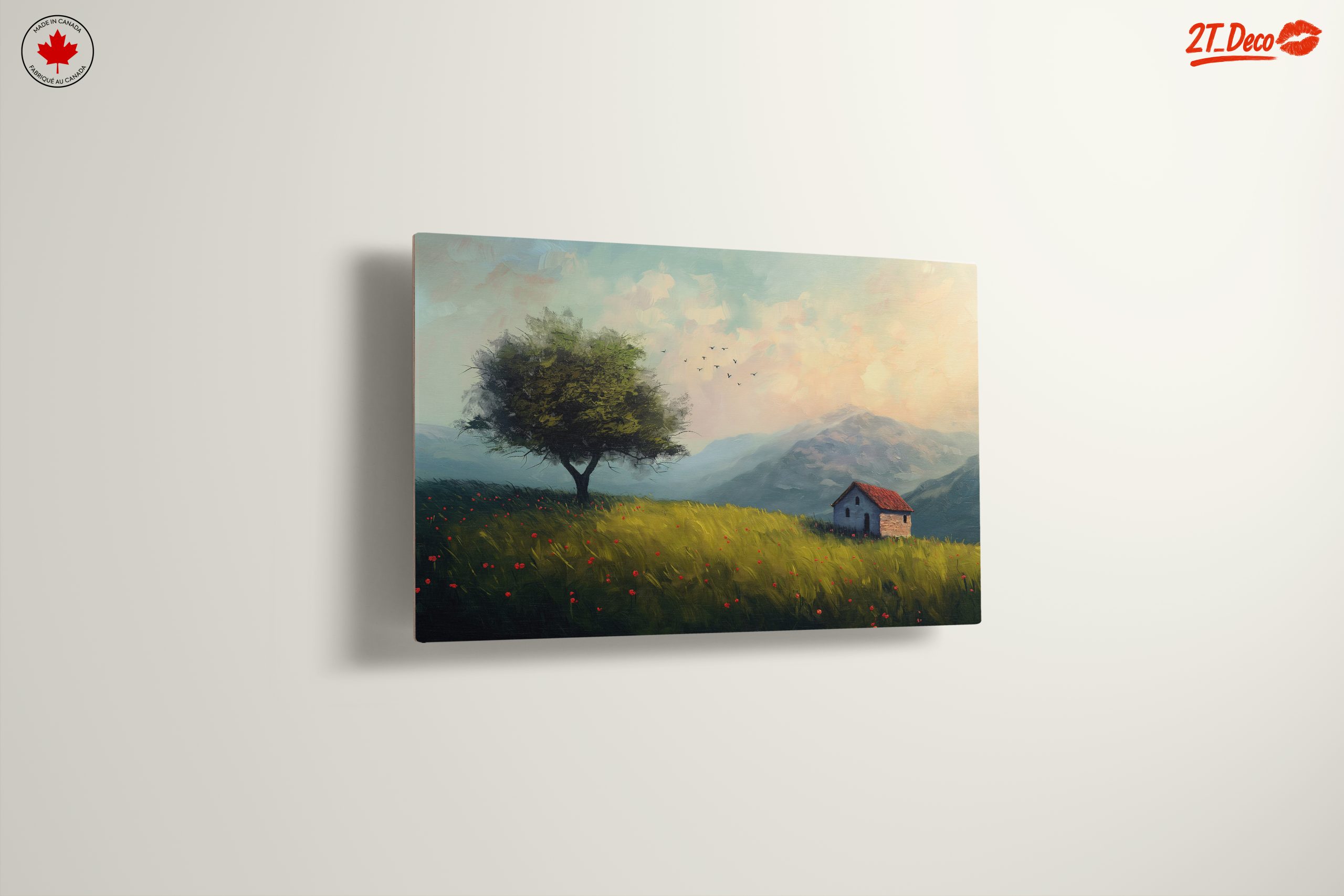Serene Adventure Landscape with House and Tree - Image 13