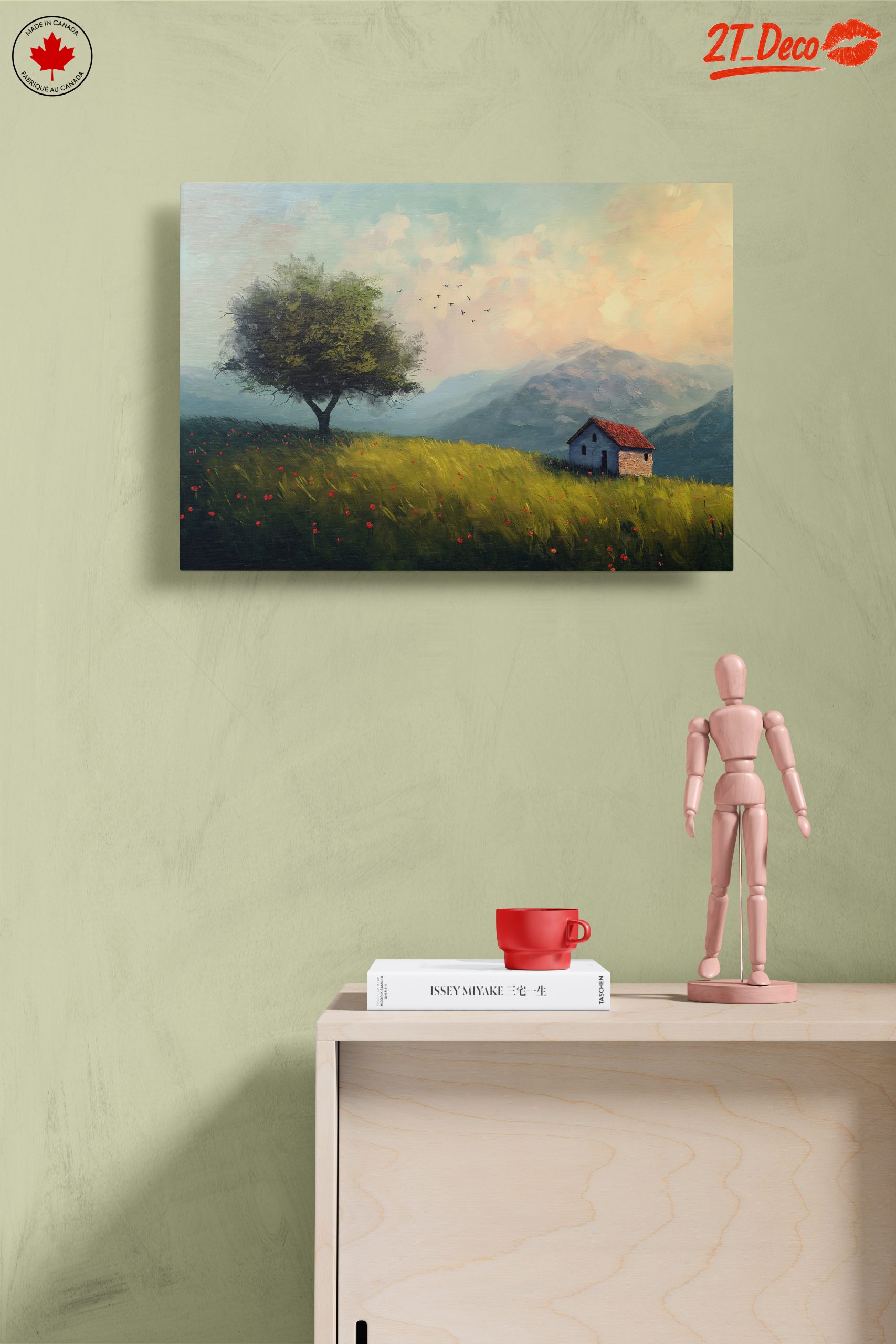 Serene Adventure Landscape with House and Tree - Image 14