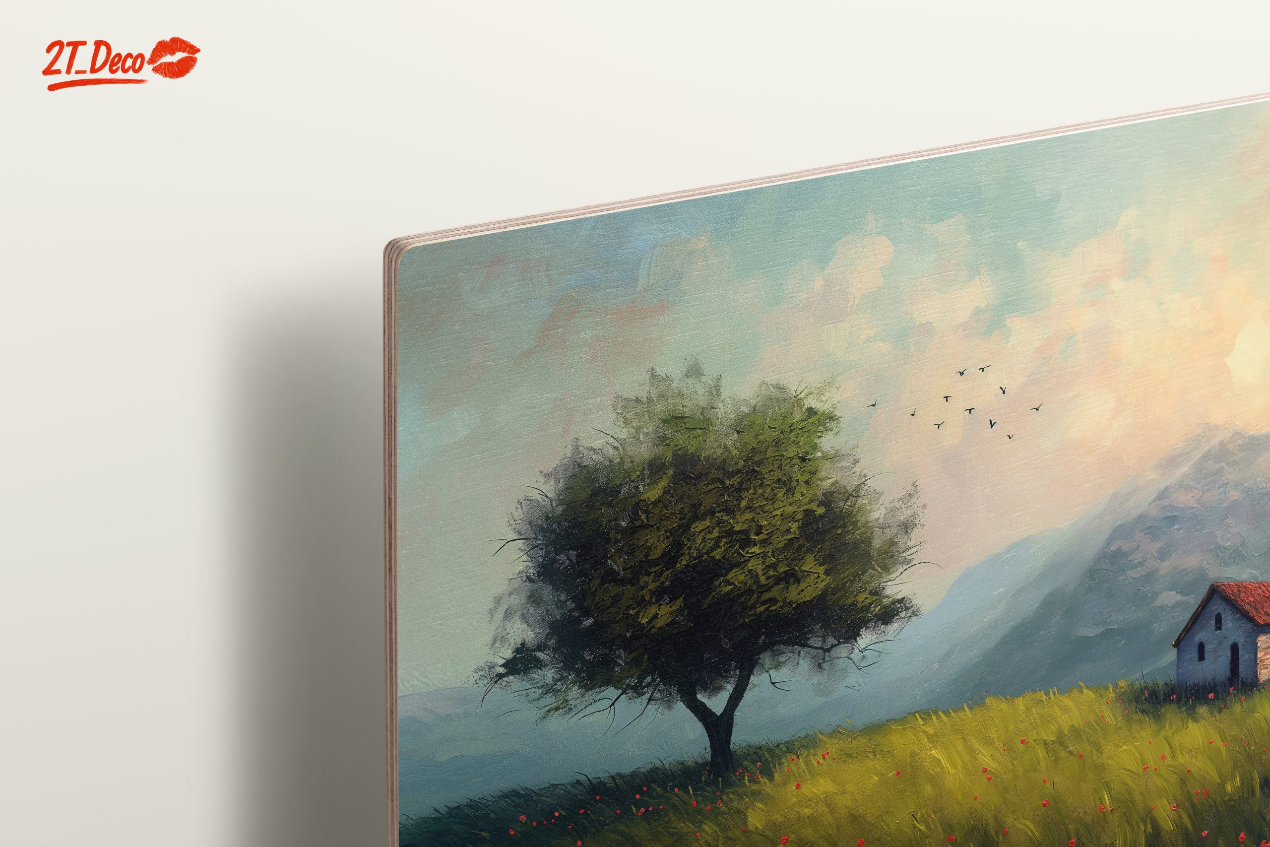 Serene Adventure Landscape with House and Tree - Image 15