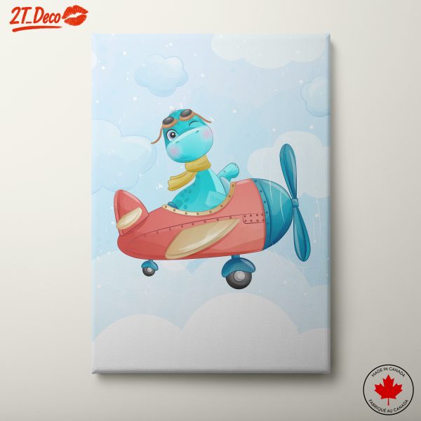 Cute Dinosaur Flying in Airplane
