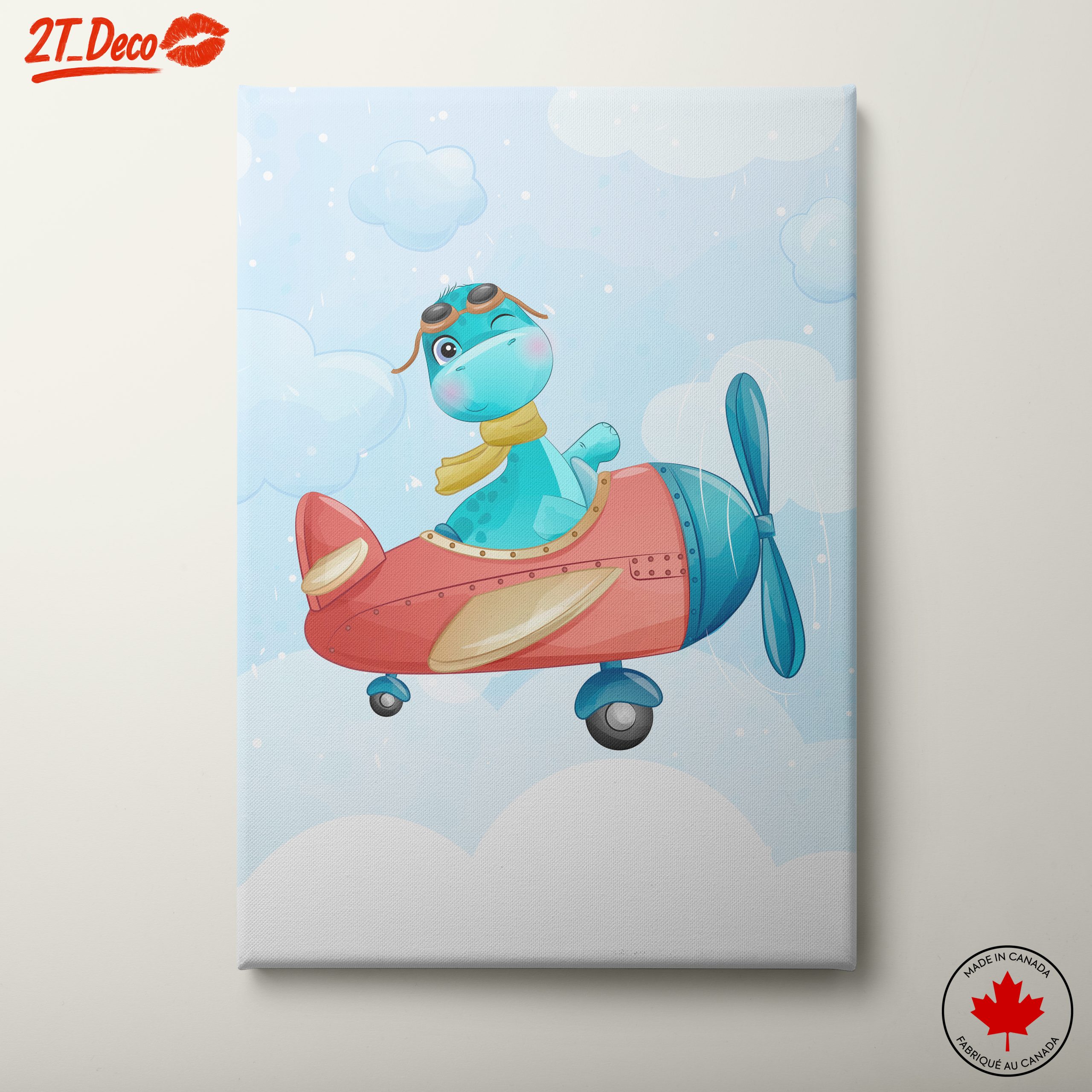 Cute Dinosaur Flying in Airplane