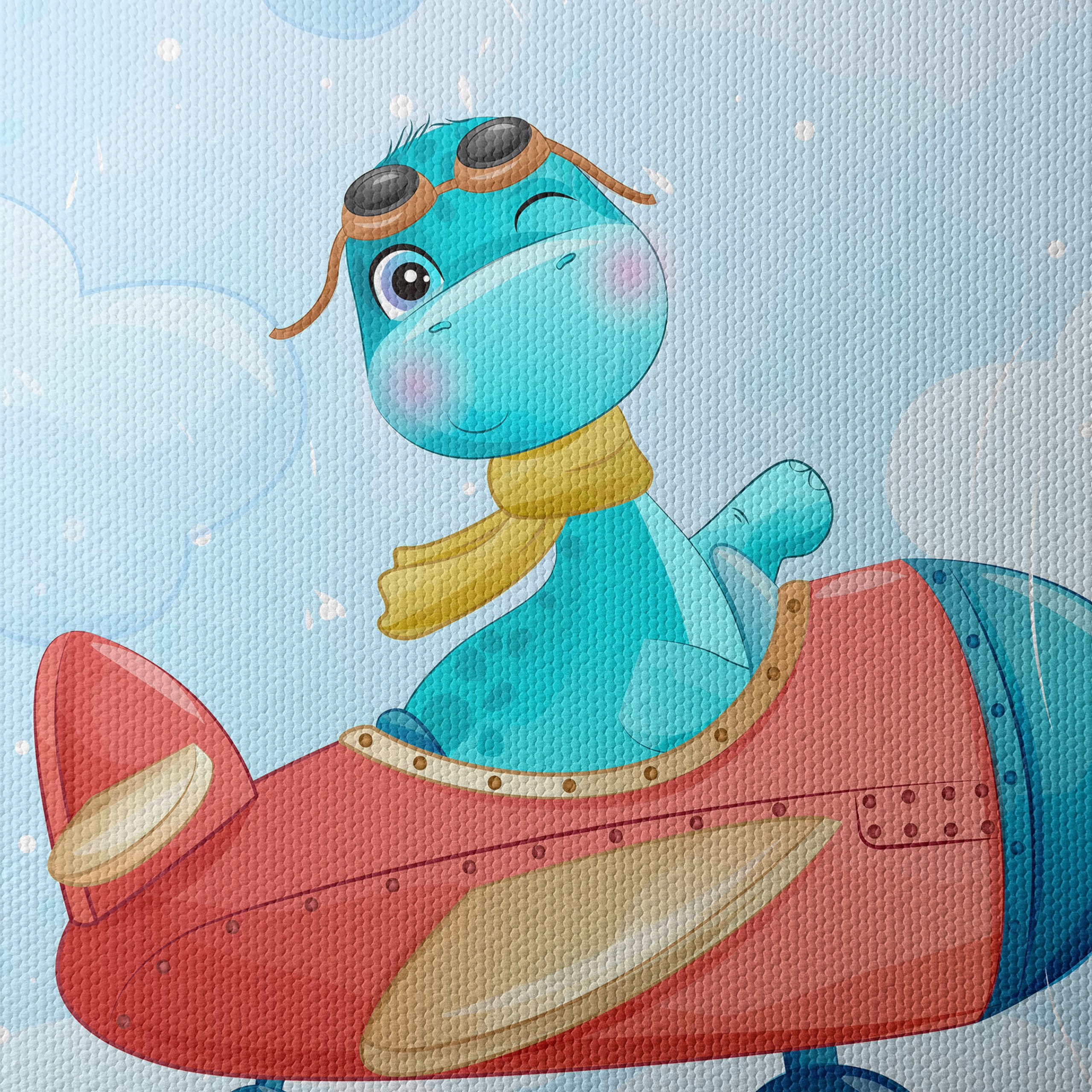 Cute Dinosaur Flying in Airplane - Image 4
