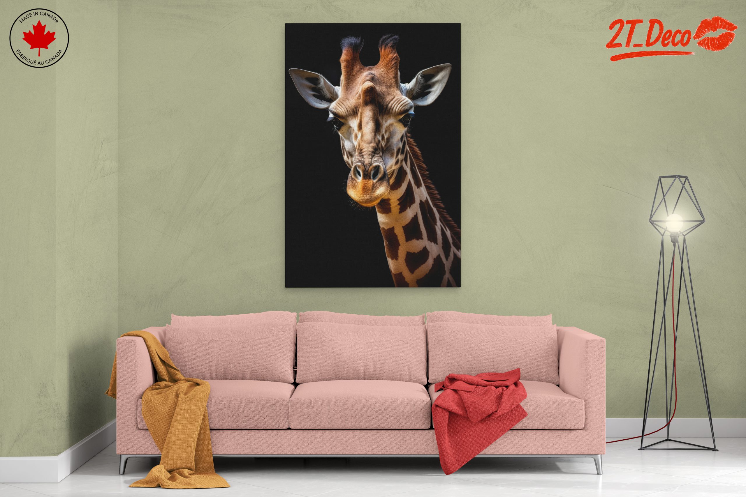 Detailed Giraffe Portrait on Black Background - Image 2
