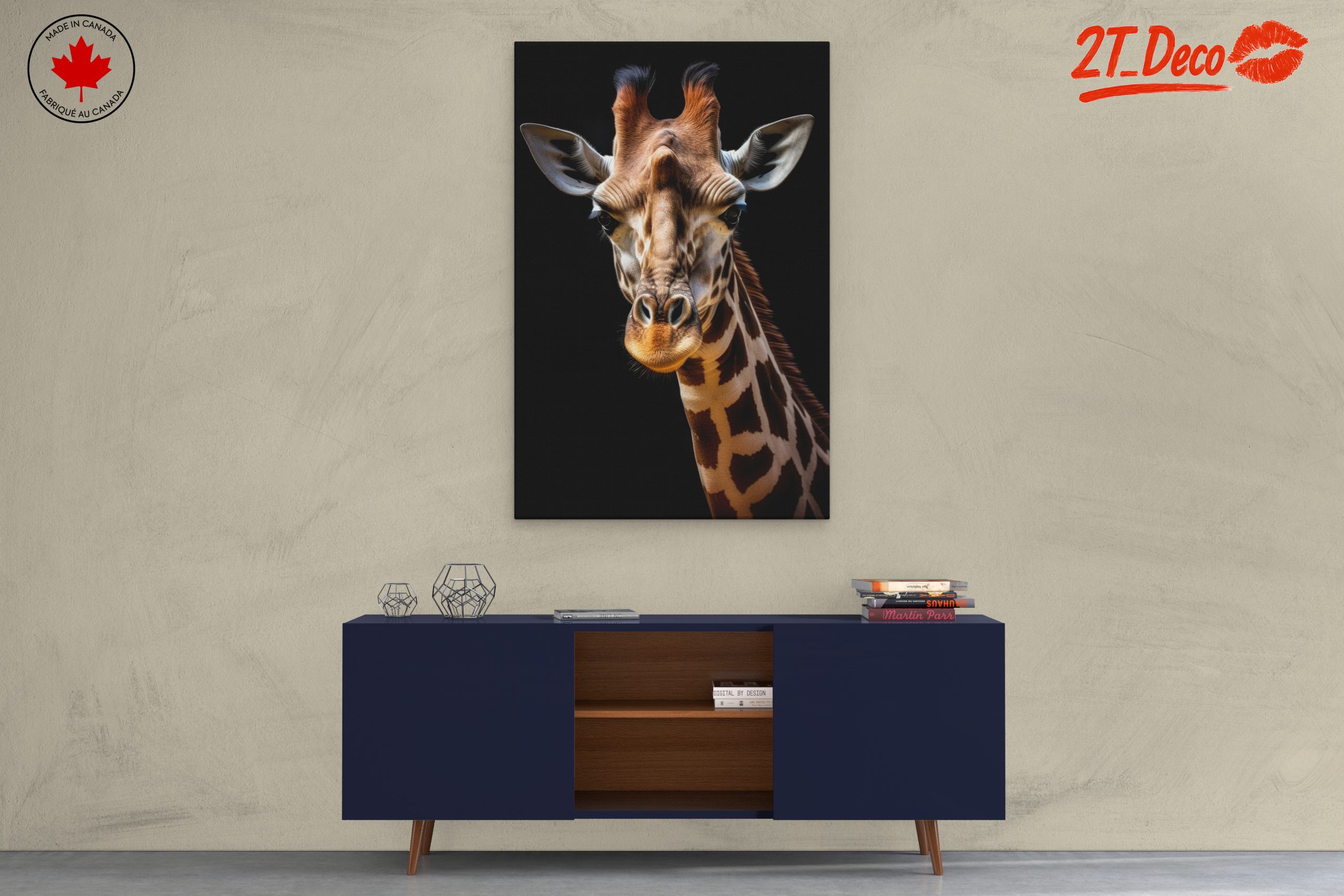 Detailed Giraffe Portrait on Black Background - Image 3