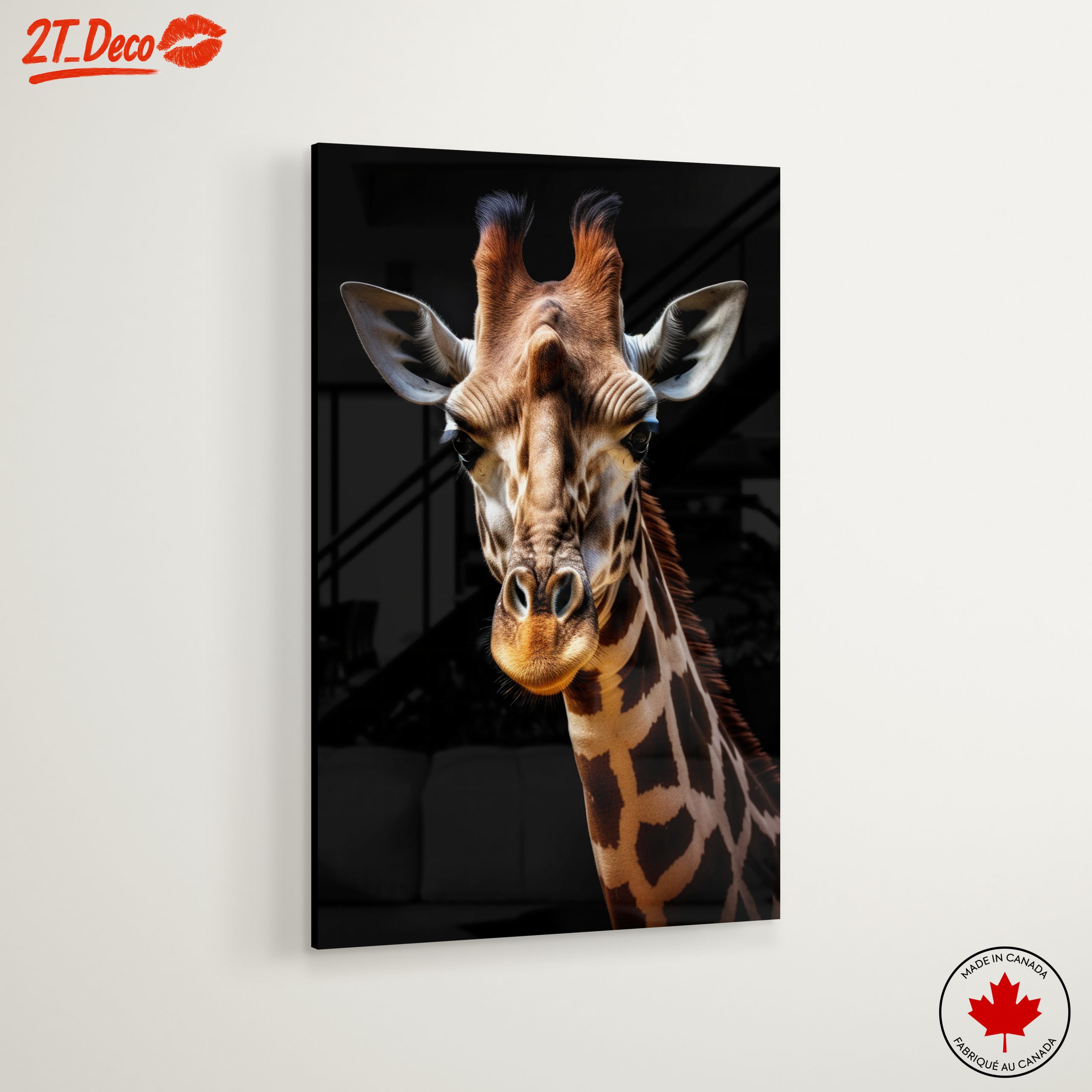 Detailed Giraffe Portrait on Black Background - Image 6