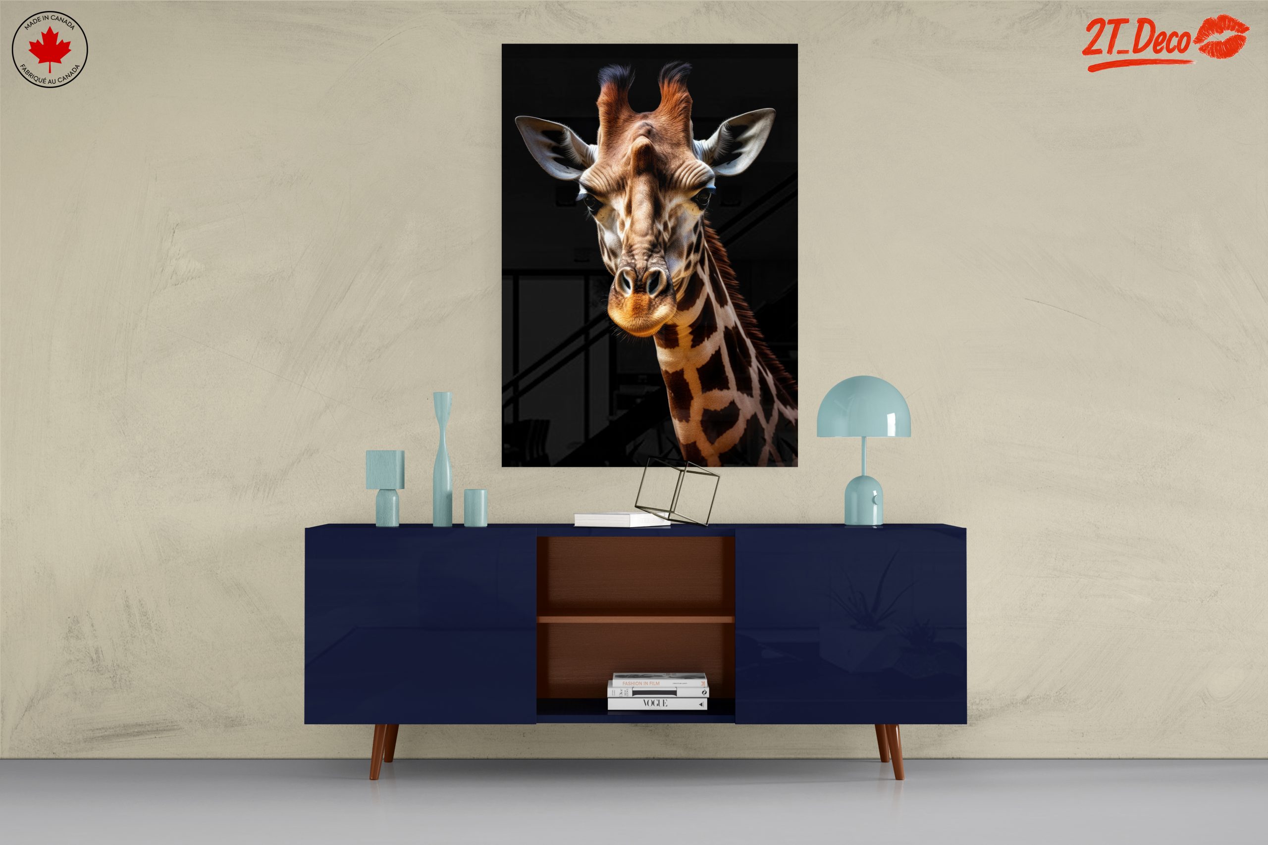 Detailed Giraffe Portrait on Black Background - Image 8