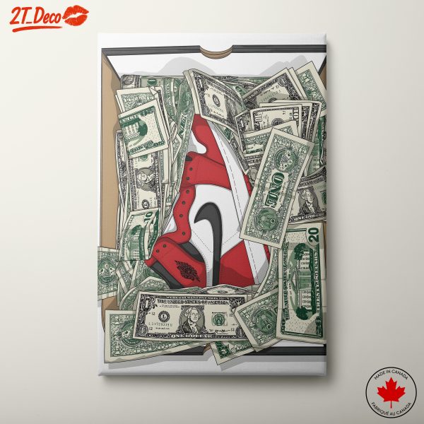 Artistic Representation of Sneakers and Cash