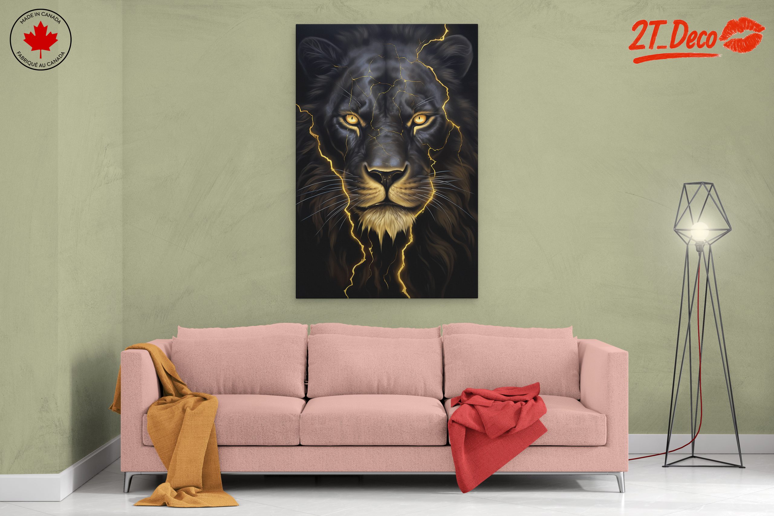 Majestic Lion Portrait with Lightning Effects - Image 2