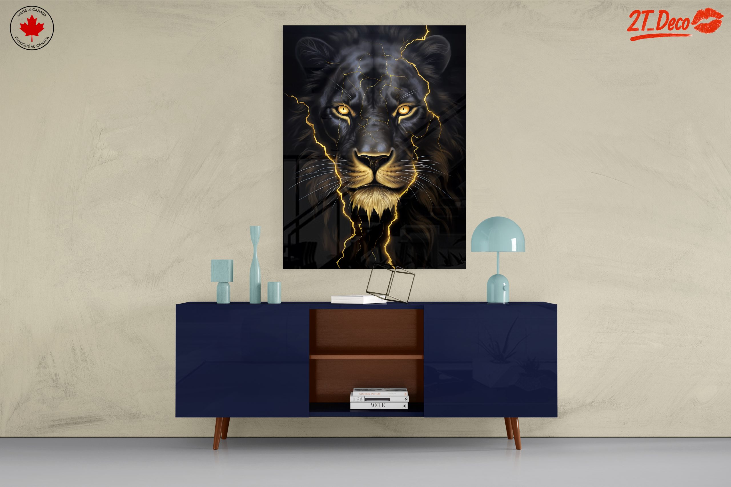 Majestic Lion Portrait with Lightning Effects - Image 8