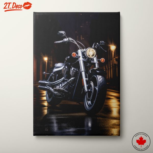 Stylish Motorcycle in Urban Night Setting