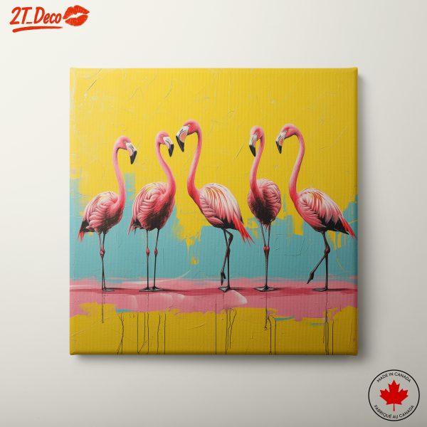 Vibrant Flamingos on Colorful Background