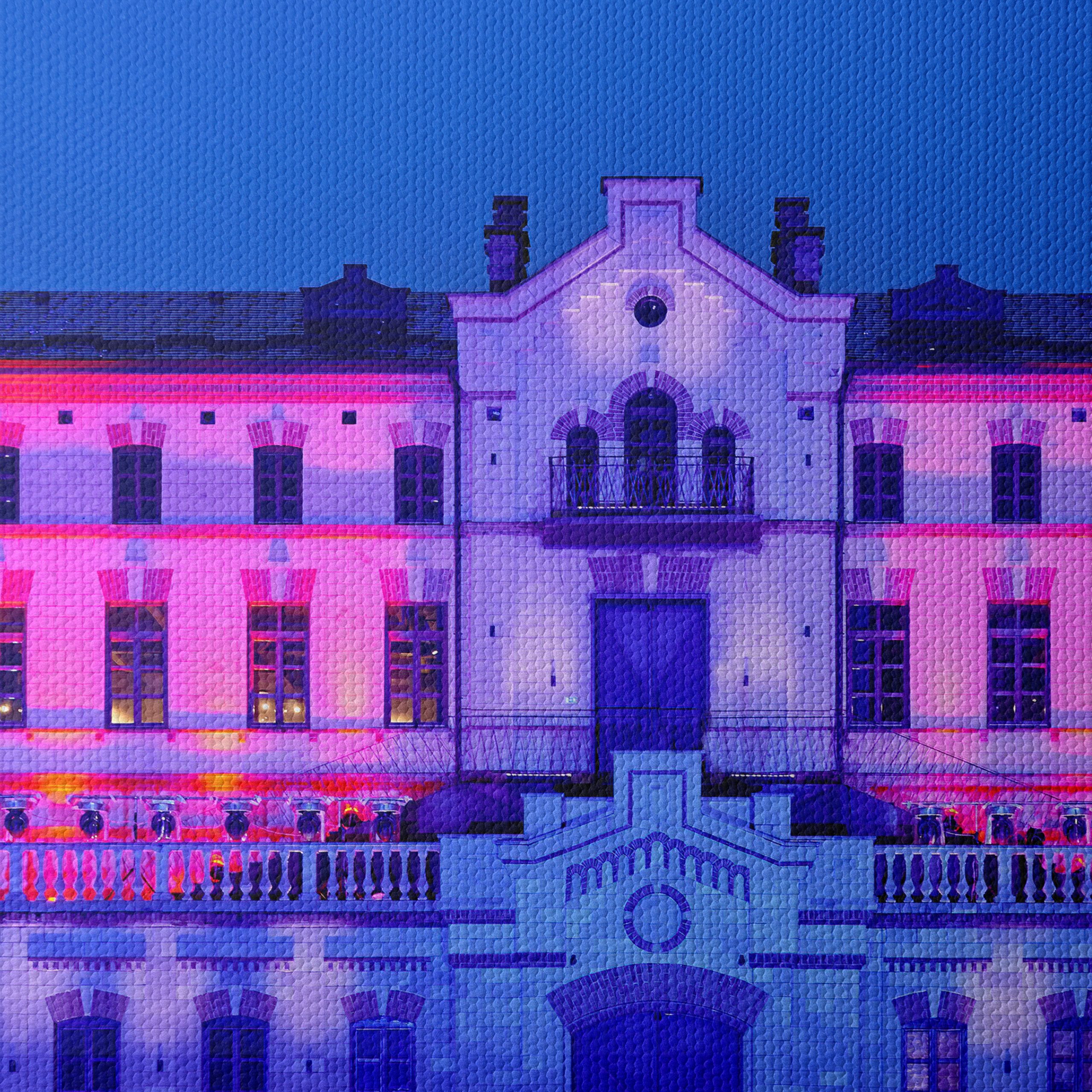 Illuminated Urban Building at Dusk - Image 4