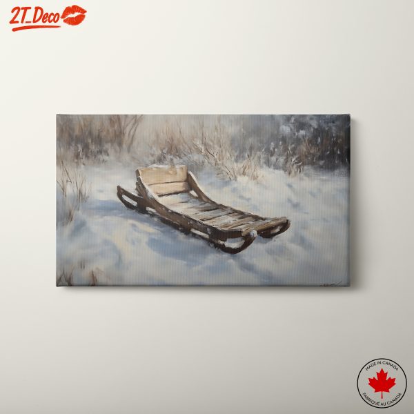 Wooden Sled in a Snowy Landscape